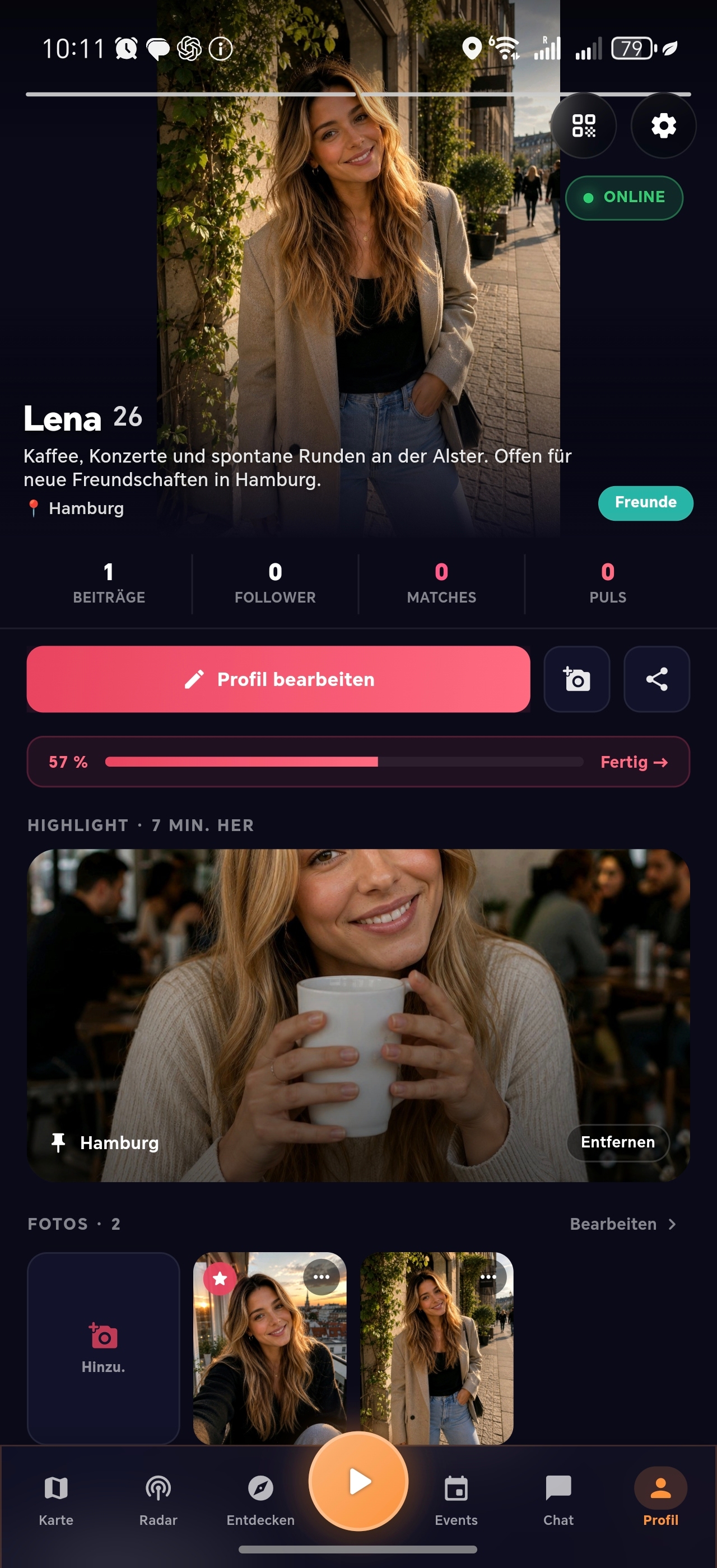 Profil — Prompts, Badges, Streaks